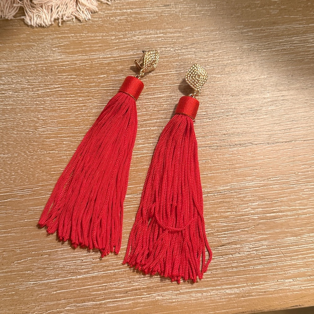 Lulus Royal Ways Red Tassel Earrings